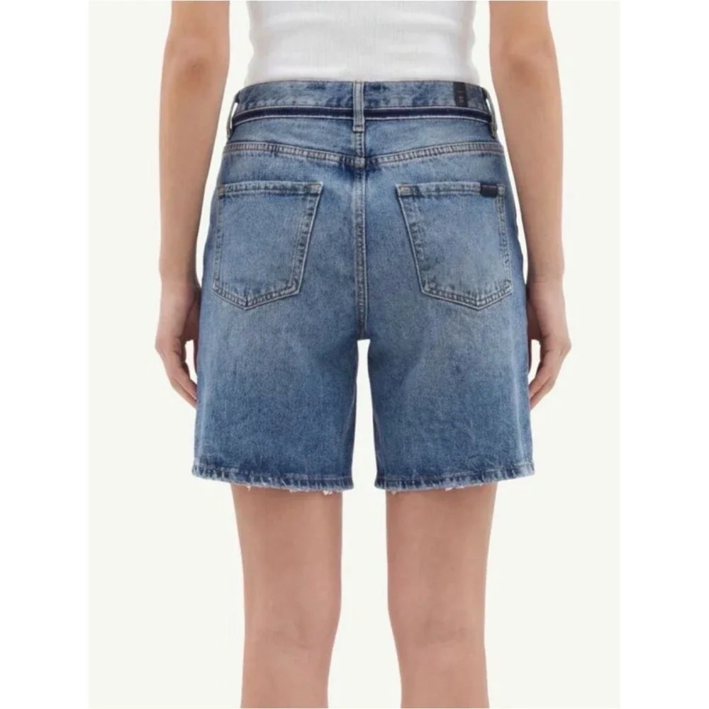 7 For All Mankind Light Blue Mid-Rise Denim Bermuda Shorts Lola shorts size 27